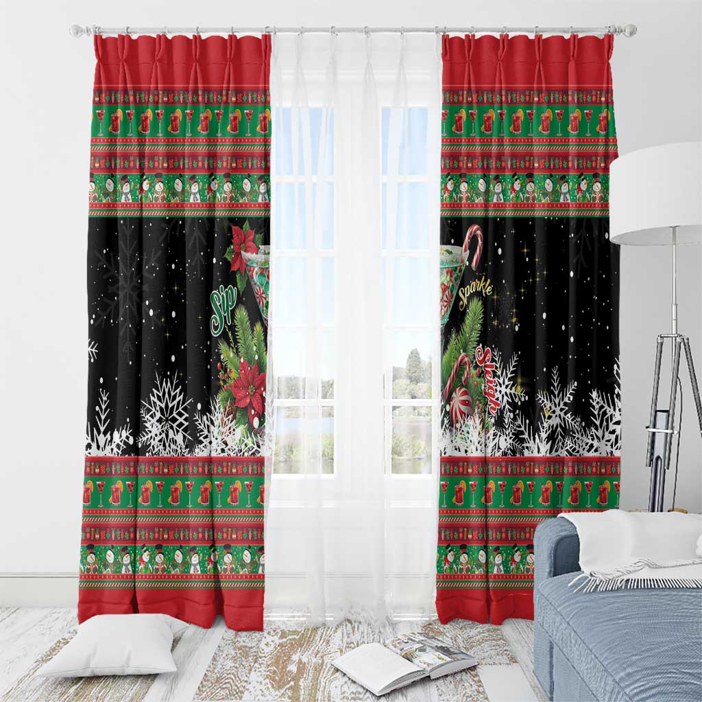 Sip Sparkle Sleigh Christmas Margarita Window Curtain Funny Christmas Spirit - Wonder Print Shop