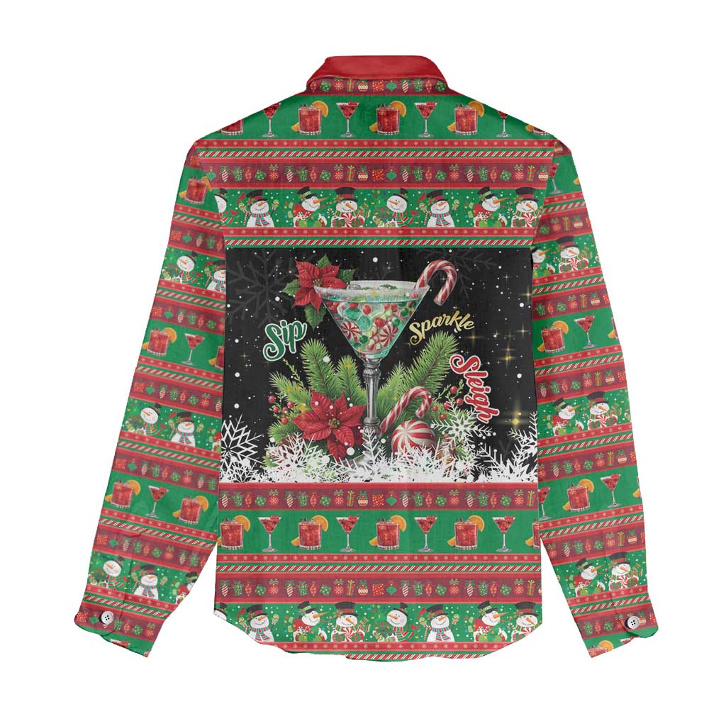 Sip Sparkle Sleigh Christmas Margarita Women Casual Shirt Funny Christmas Spirit - Wonder Print Shop