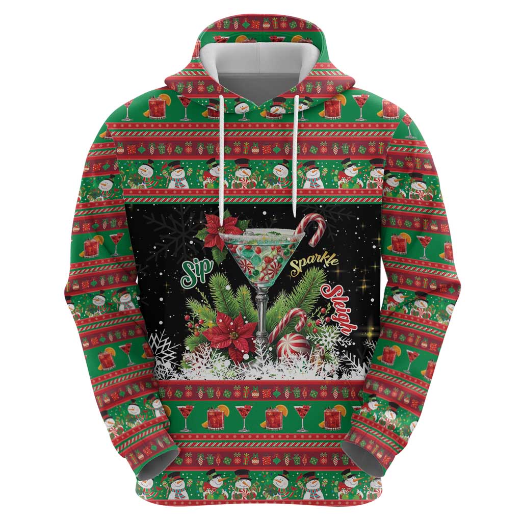 Sip Sparkle Sleigh Christmas Margarita Zip Hoodie Funny Christmas Spirit - Wonder Print Shop