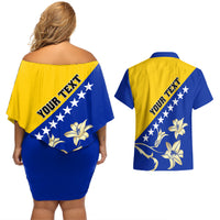 Bosnia and Herzegovina Independence Day Couples Matching Off Shoulder Short Dress and Hawaiian Shirt Bosna i Hercegovina Lily - Wonder Print Shop