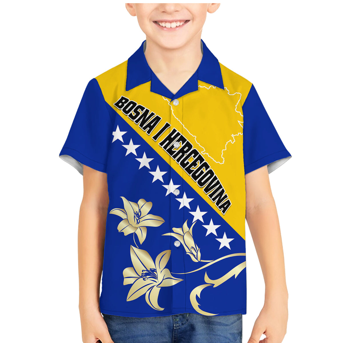 Bosnia and Herzegovina Independence Day Family Matching Mermaid Dress and Hawaiian Shirt Bosna i Hercegovina Lily - Wonder Print Shop