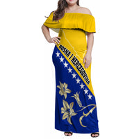 Bosnia and Herzegovina Independence Day Family Matching Off Shoulder Maxi Dress and Hawaiian Shirt Bosna i Hercegovina Lily - Wonder Print Shop