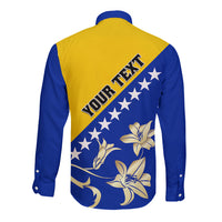 Bosnia and Herzegovina Independence Day Long Sleeve Button Shirt Bosna i Hercegovina Lily - Wonder Print Shop