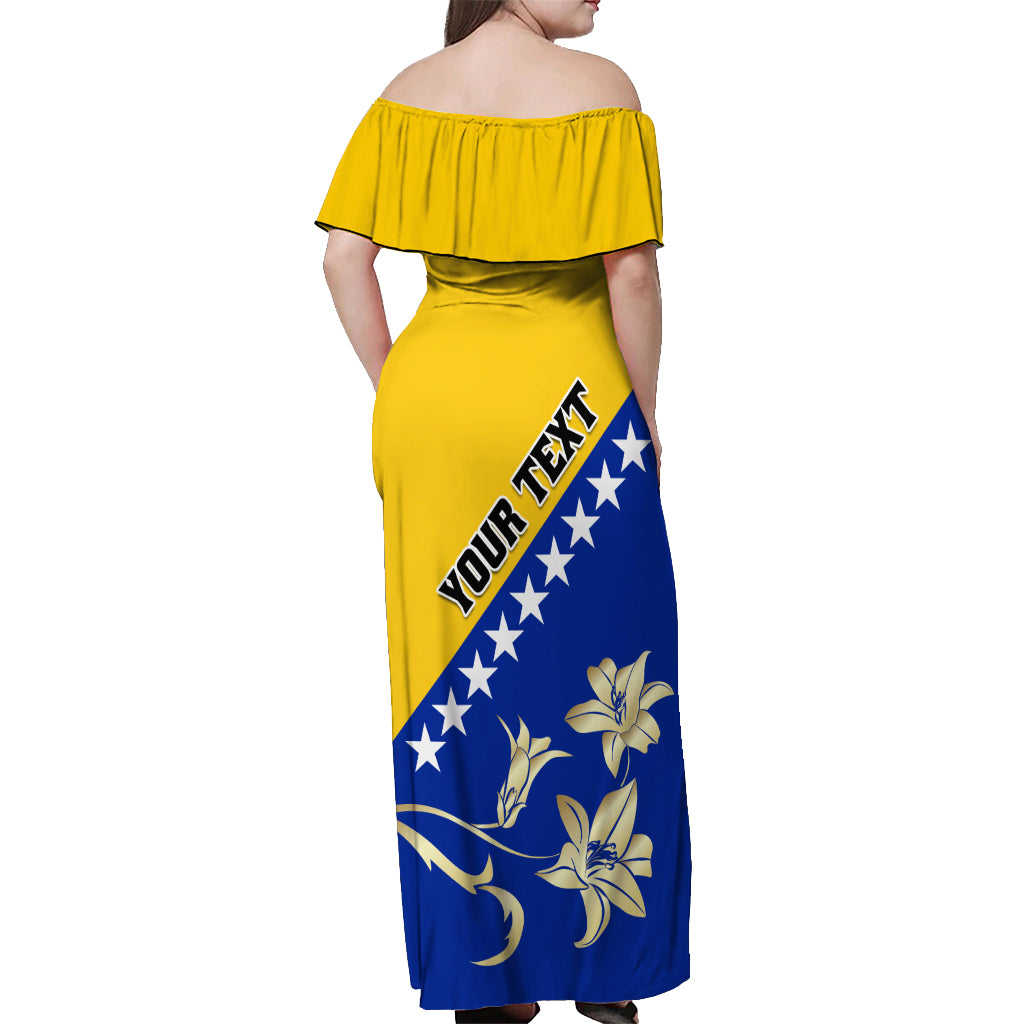 Bosnia and Herzegovina Independence Day Off Shoulder Maxi Dress Bosna i Hercegovina Lily - Wonder Print Shop