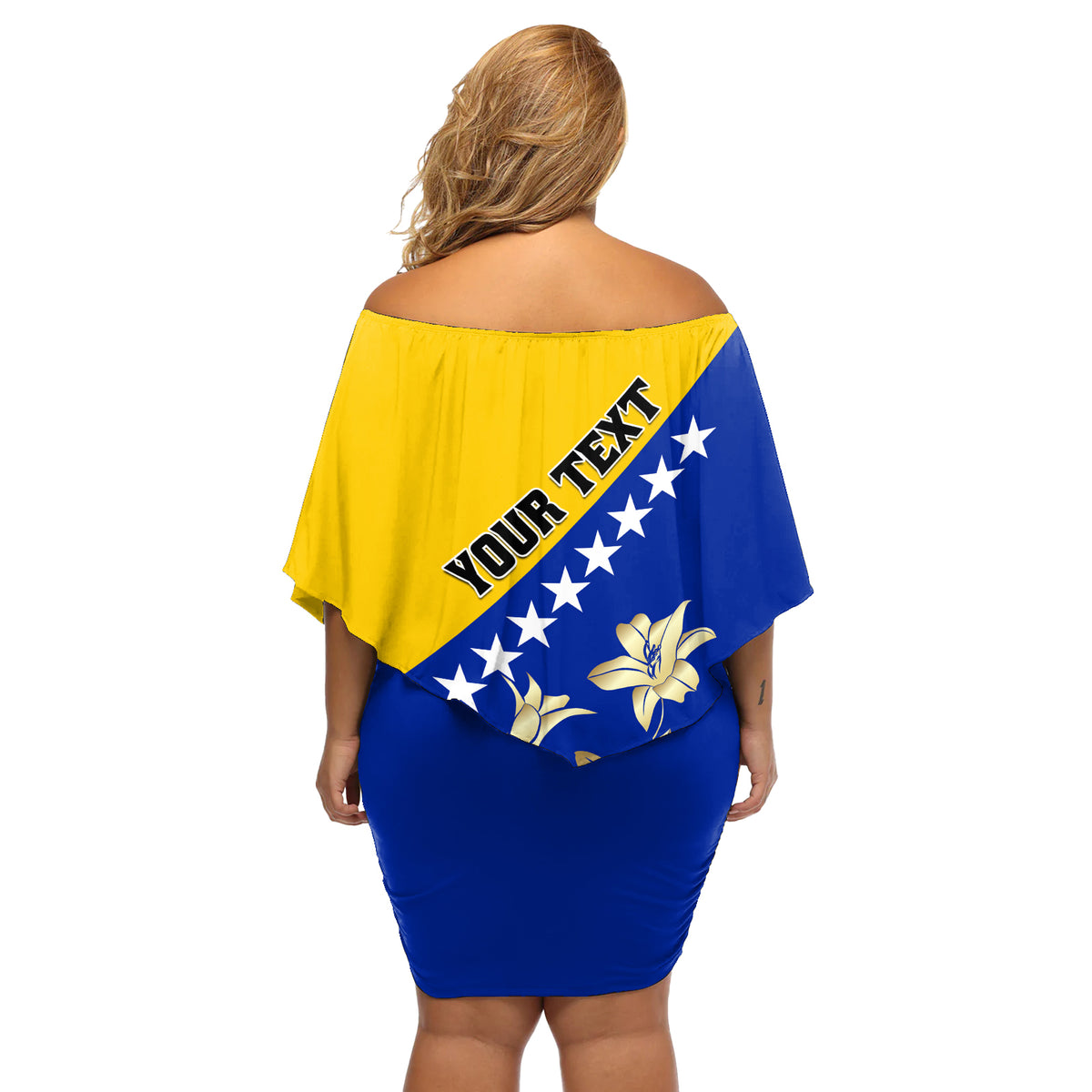 Bosnia and Herzegovina Independence Day Off Shoulder Short Dress Bosna i Hercegovina Lily - Wonder Print Shop