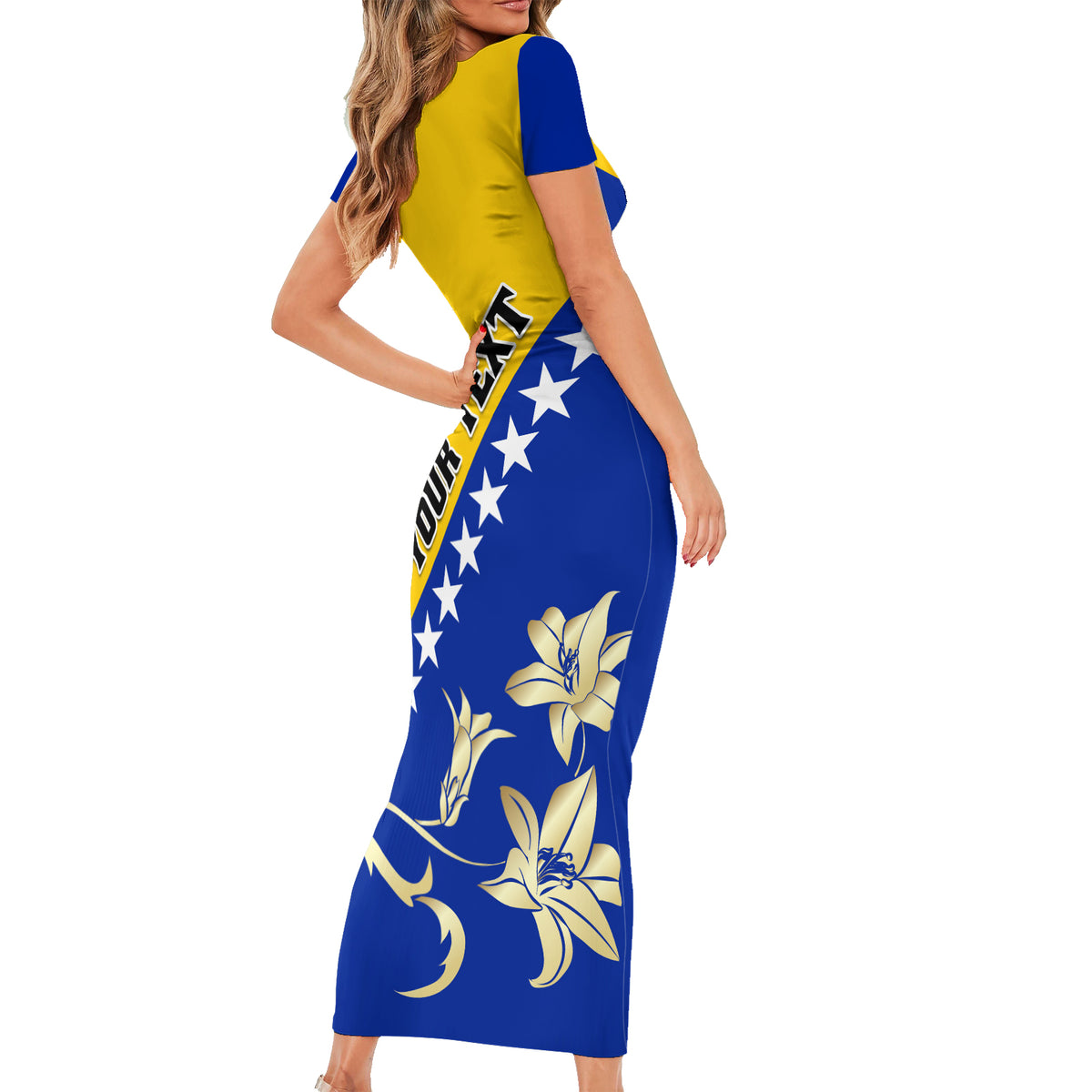 Bosnia and Herzegovina Independence Day Short Sleeve Bodycon Dress Bosna i Hercegovina Lily - Wonder Print Shop