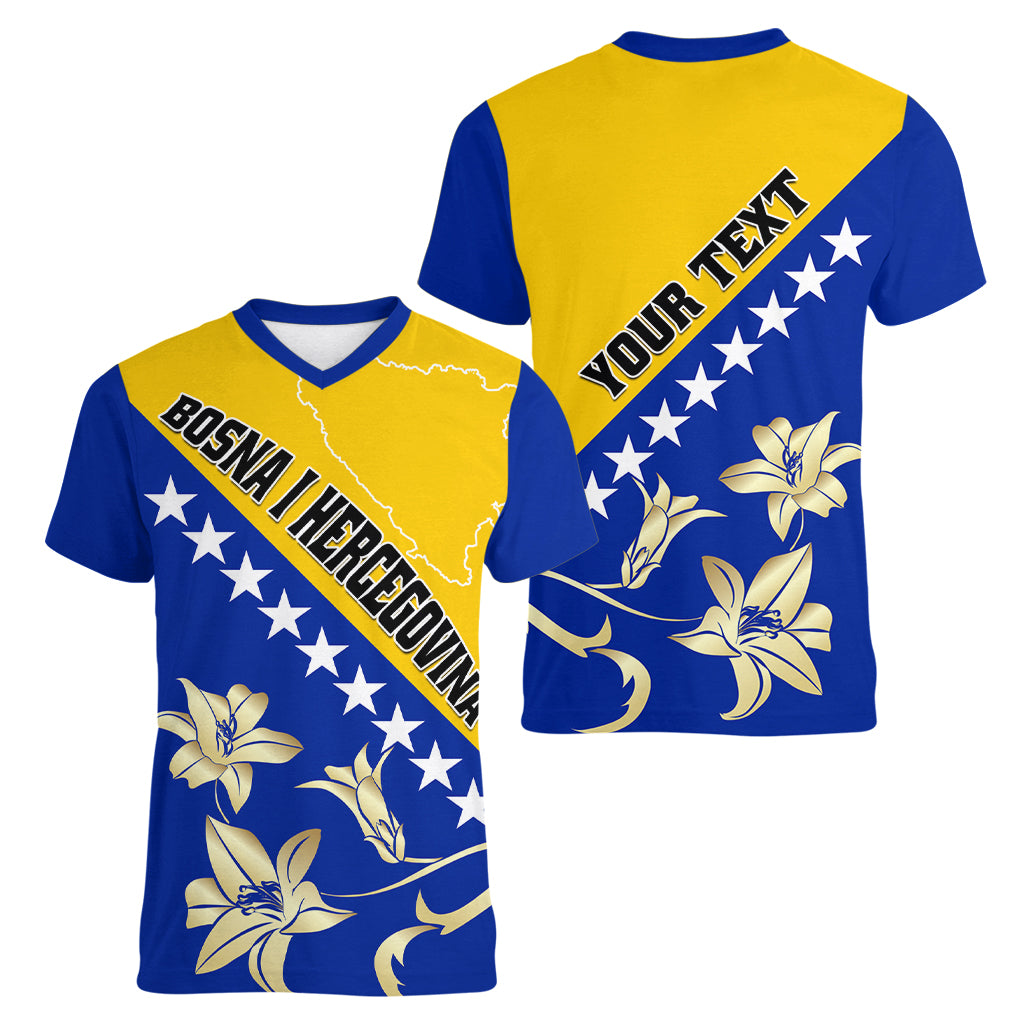 Bosnia and Herzegovina Independence Day Women V Neck T Shirt Bosna i Hercegovina Lily - Wonder Print Shop