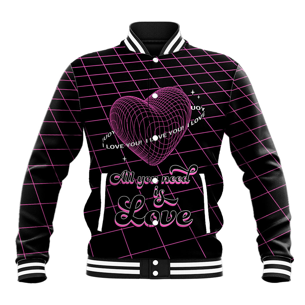 All You Need is Love Valentine Day Baseball Jacket Geometry Wireframe Style - Wonder Print Shop