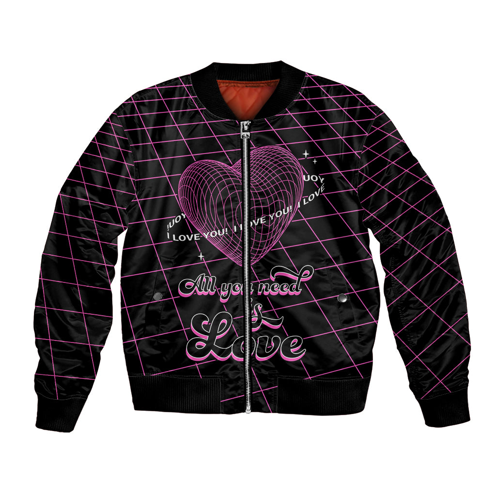 All You Need is Love Valentine Day Bomber Jacket Geometry Wireframe Style - Wonder Print Shop