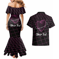 All You Need is Love Valentine Day Couples Matching Mermaid Dress and Hawaiian Shirt Geometry Wireframe Style - Wonder Print Shop