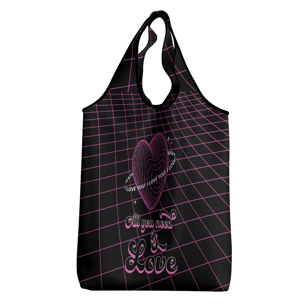 All You Need is Love Valentine Day Grocery Bag Geometry Wireframe Style