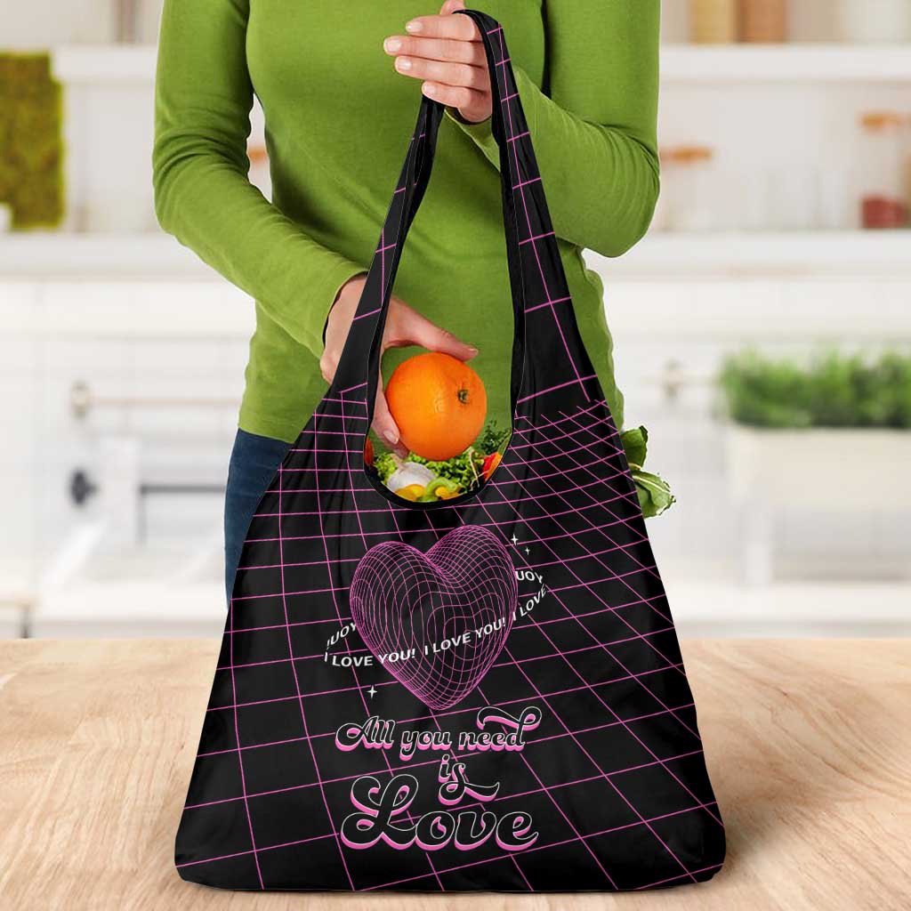 All You Need is Love Valentine Day Grocery Bag Geometry Wireframe Style