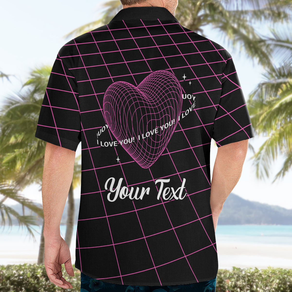 All You Need is Love Valentine Day Hawaiian Shirt Geometry Wireframe Style - Wonder Print Shop
