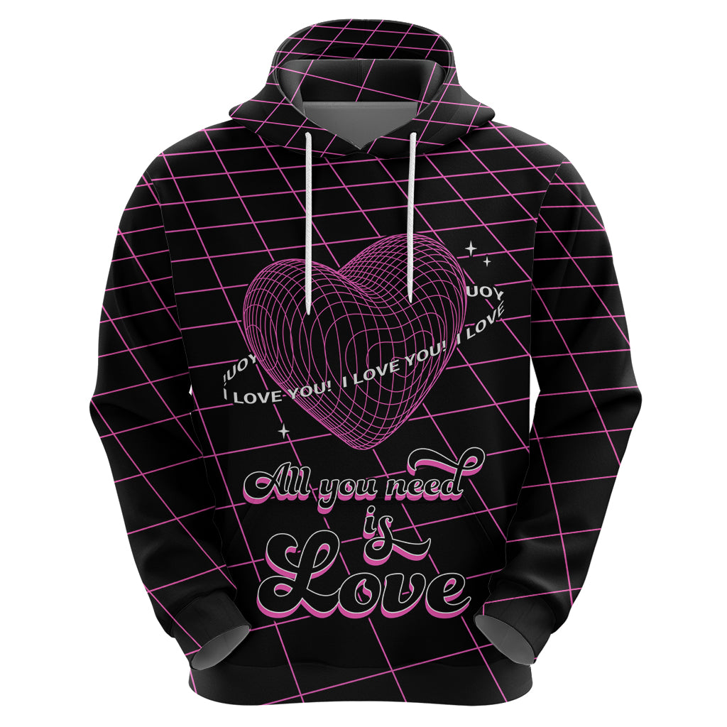 All You Need is Love Valentine Day Hoodie Geometry Wireframe Style - Wonder Print Shop