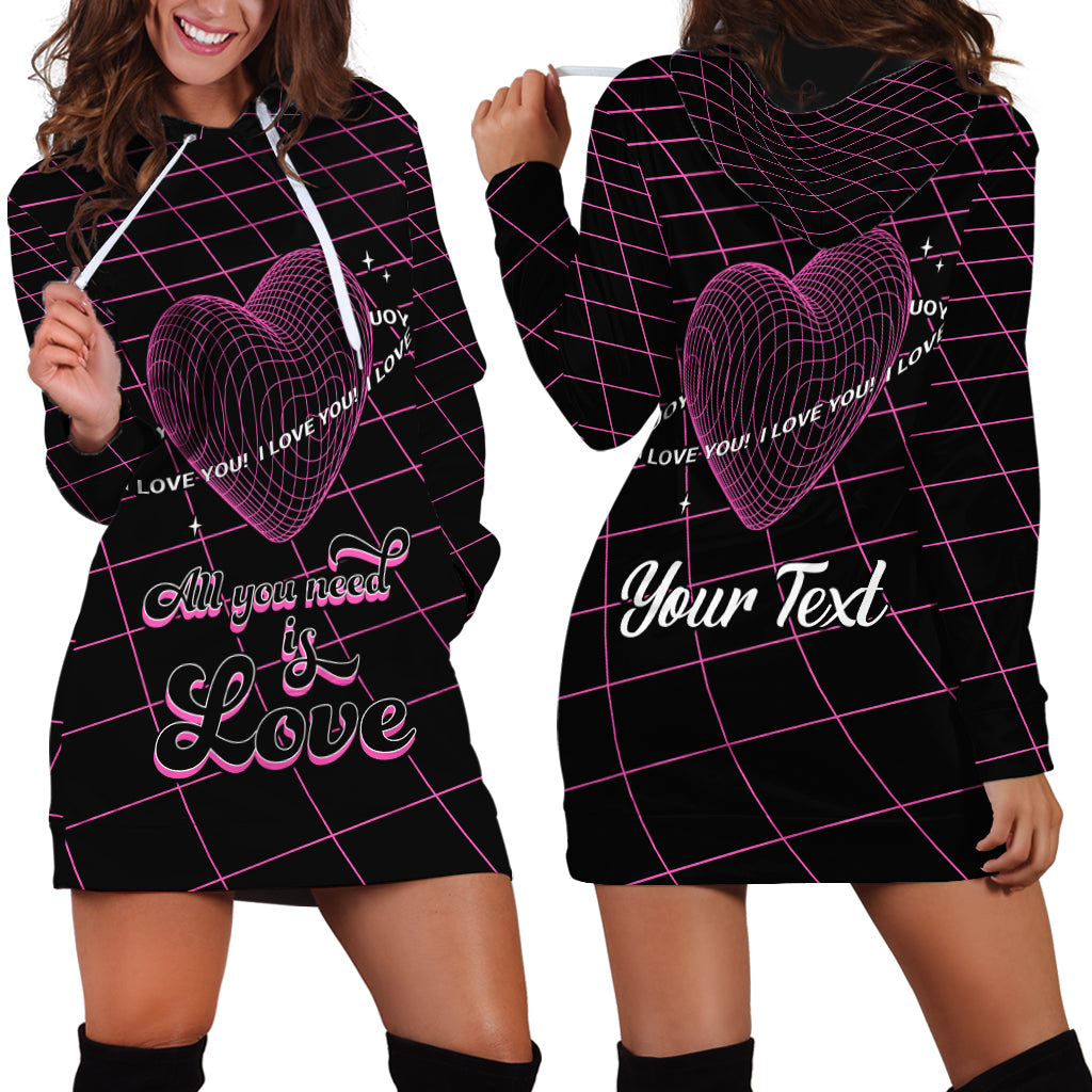 All You Need is Love Valentine Day Hoodie Dress Geometry Wireframe Style - Wonder Print Shop