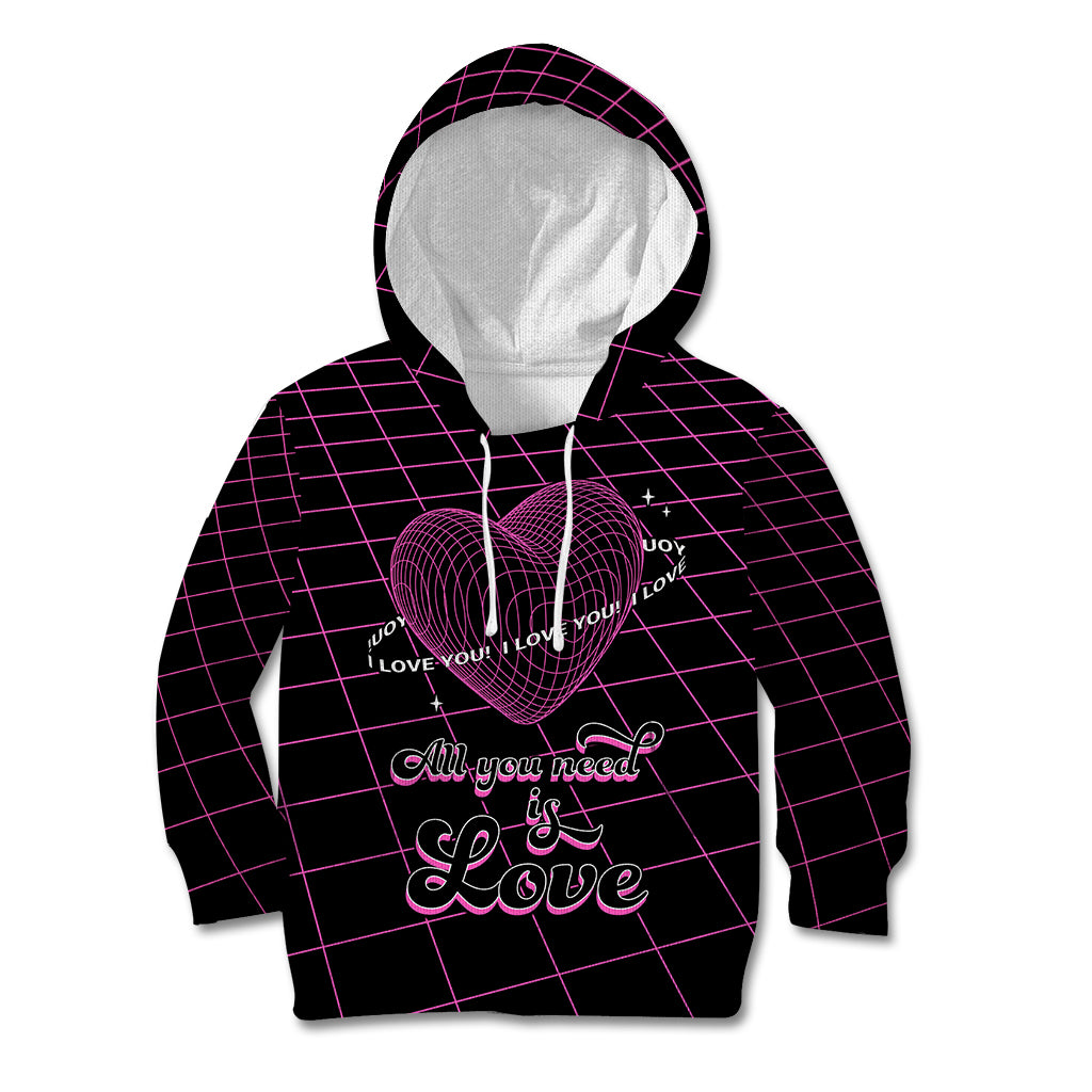 All You Need is Love Valentine Day Kid Hoodie Geometry Wireframe Style - Wonder Print Shop