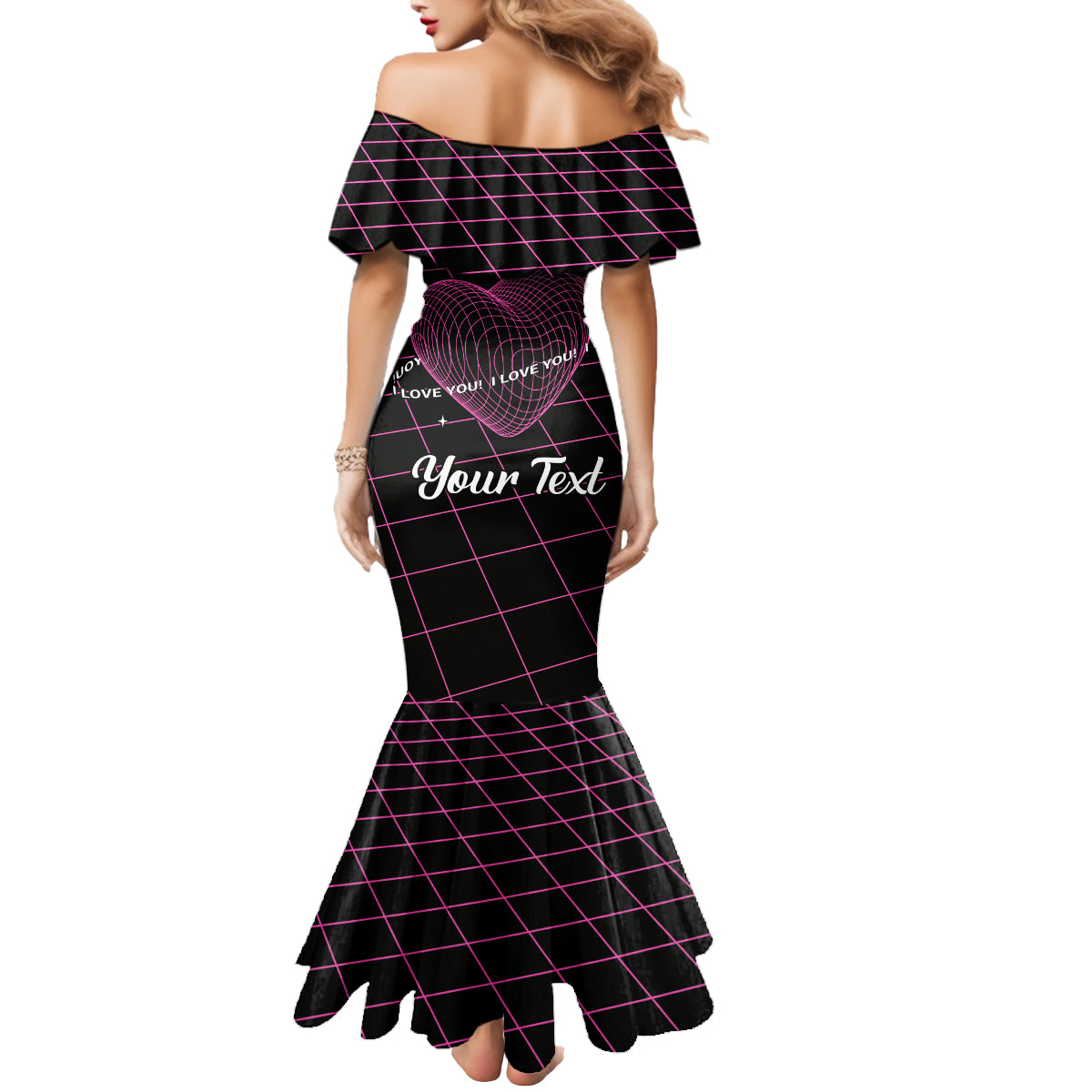 All You Need is Love Valentine Day Mermaid Dress Geometry Wireframe Style - Wonder Print Shop