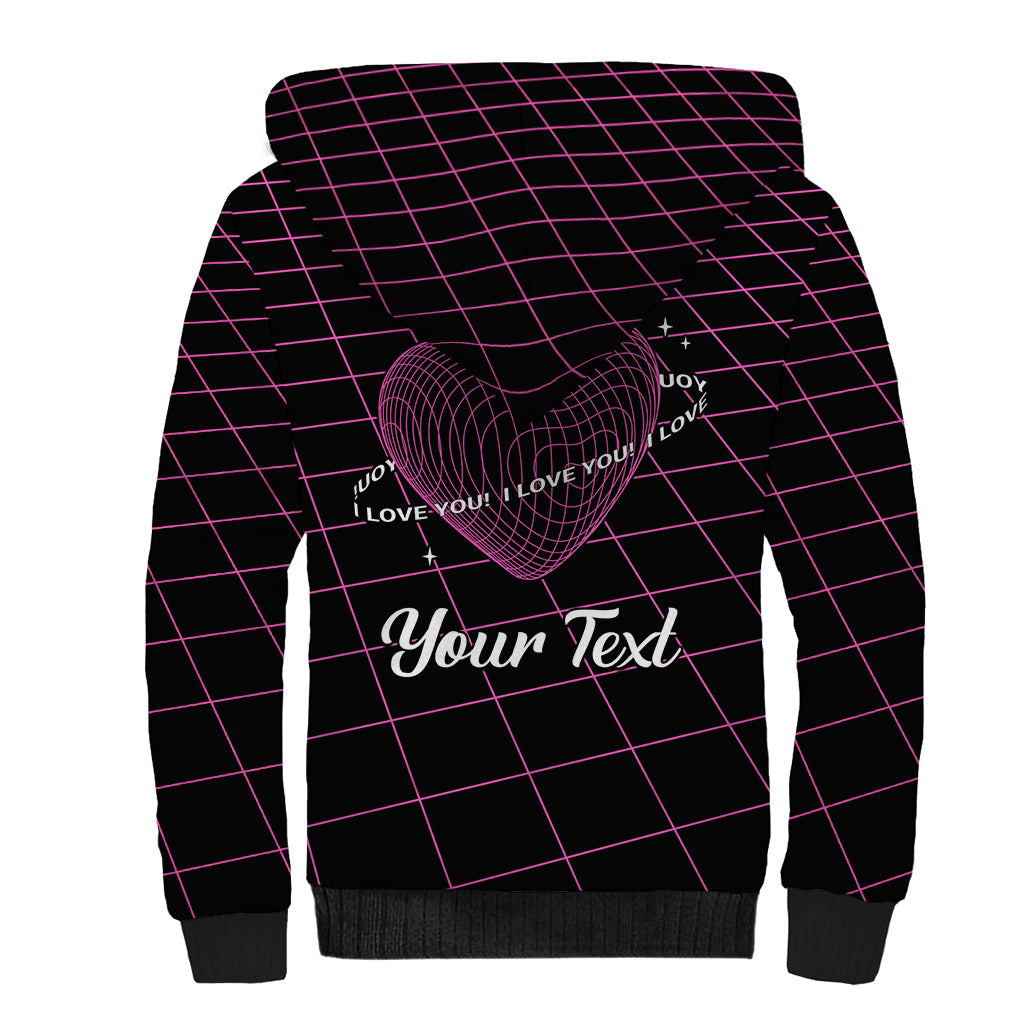 All You Need is Love Valentine Day Sherpa Hoodie Geometry Wireframe Style - Wonder Print Shop