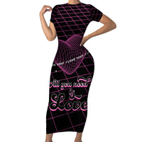 All You Need is Love Valentine Day Short Sleeve Bodycon Dress Geometry Wireframe Style - Wonder Print Shop