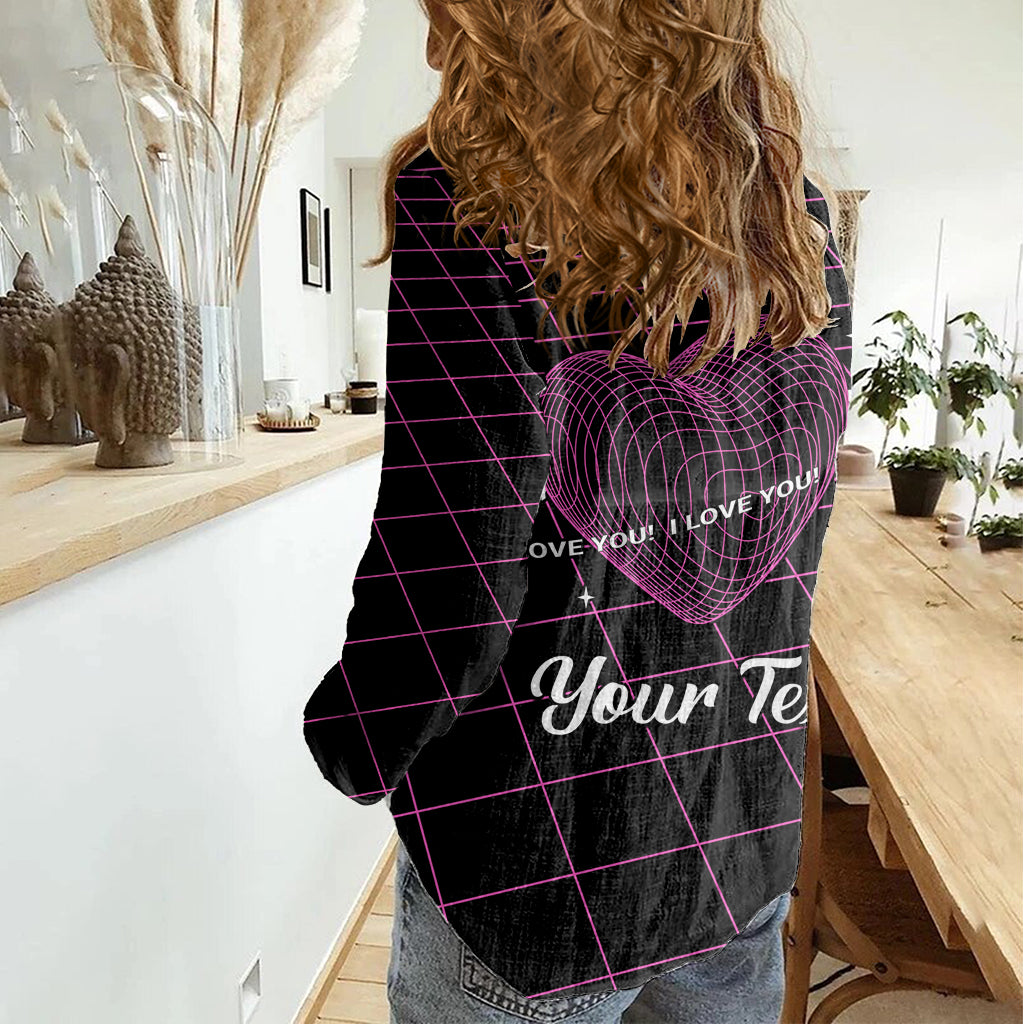 All You Need is Love Valentine Day Women Casual Shirt Geometry Wireframe Style - Wonder Print Shop