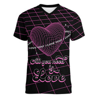 All You Need is Love Valentine Day Women V Neck T Shirt Geometry Wireframe Style - Wonder Print Shop