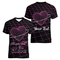 All You Need is Love Valentine Day Women V Neck T Shirt Geometry Wireframe Style - Wonder Print Shop