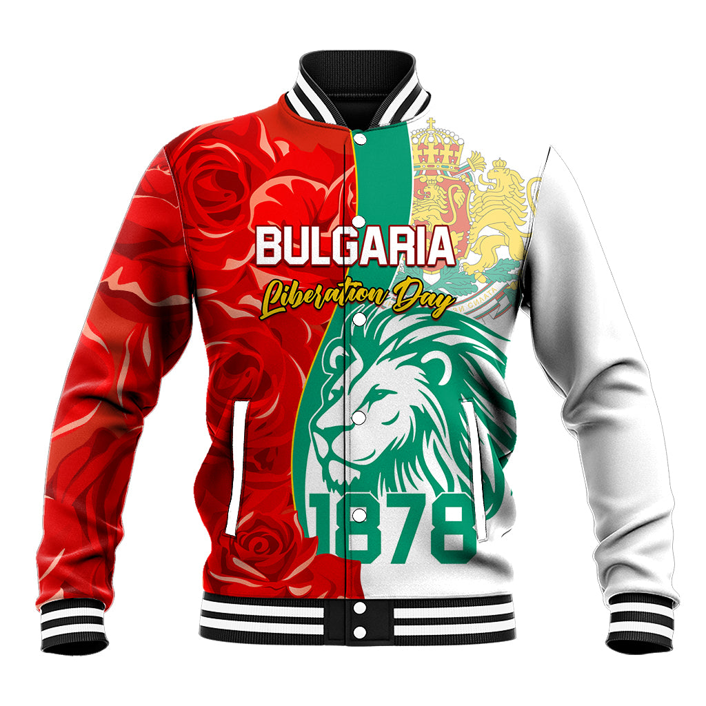 Bulgaria Liberation Day Baseball Jacket Lion With Rose Flag Style