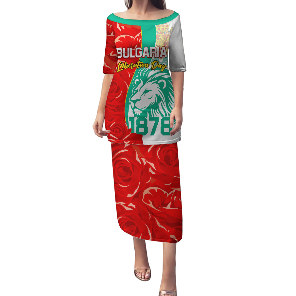 Bulgaria Liberation Day Family Matching Puletasi and Hawaiian Shirt Lion With Rose Flag Style - Wonder Print Shop