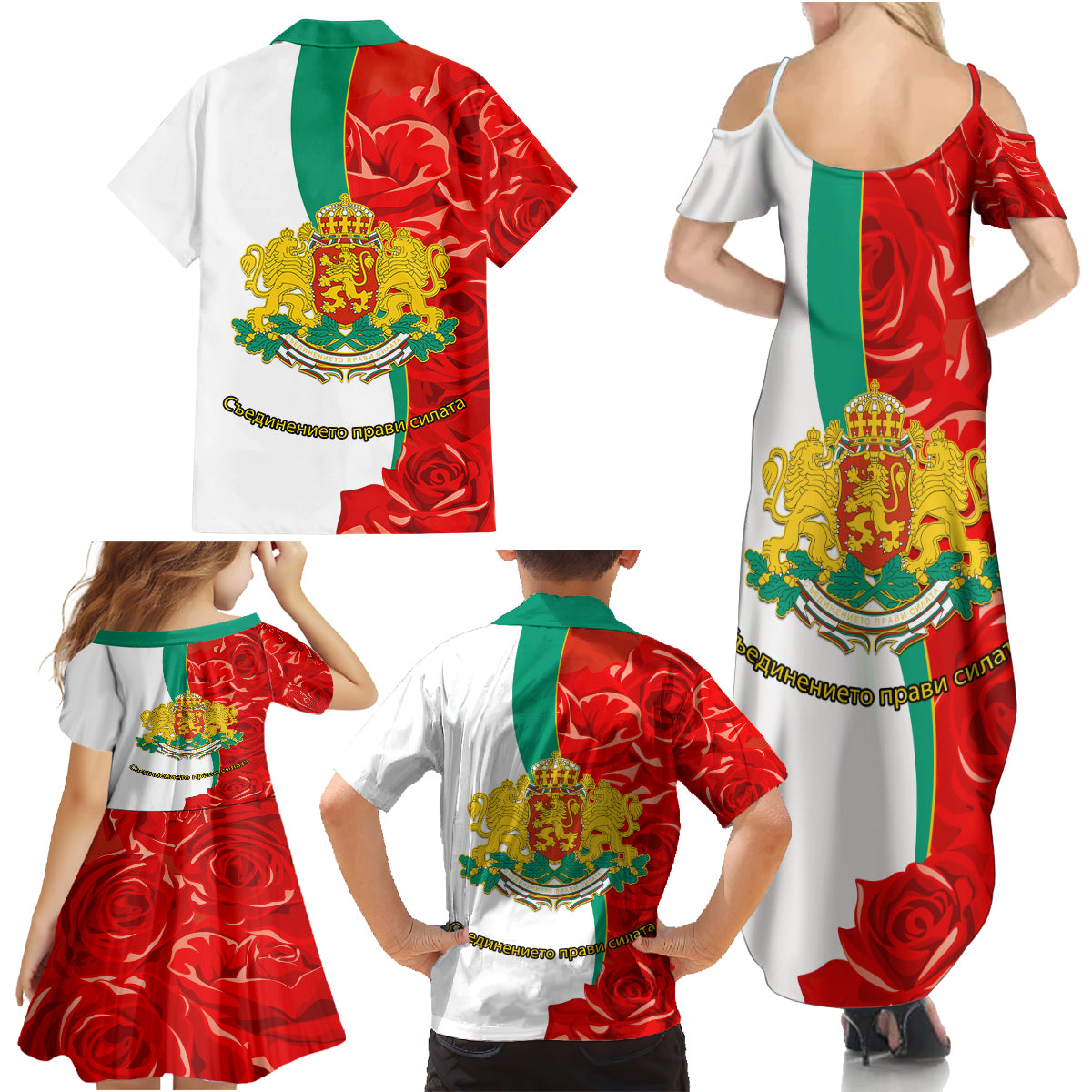 Bulgaria Liberation Day Family Matching Summer Maxi Dress and Hawaiian Shirt Lion With Rose Flag Style - Wonder Print Shop