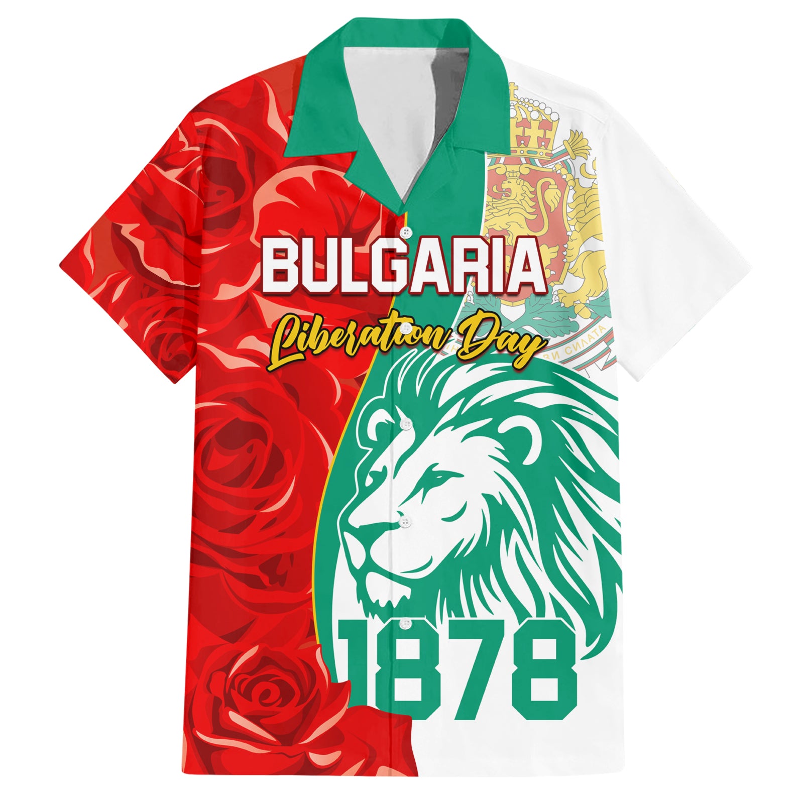 Bulgaria Liberation Day Hawaiian Shirt Lion With Rose Flag Style