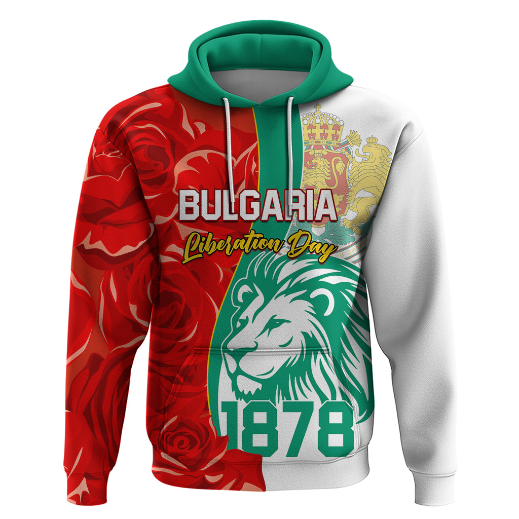 Bulgaria Liberation Day Hoodie Lion With Rose Flag Style