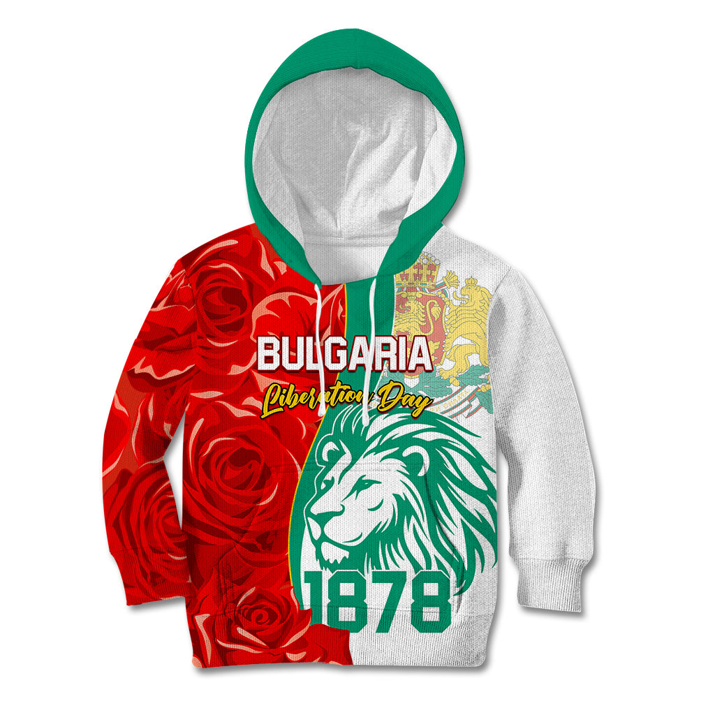Bulgaria Liberation Day Kid Hoodie Lion With Rose Flag Style