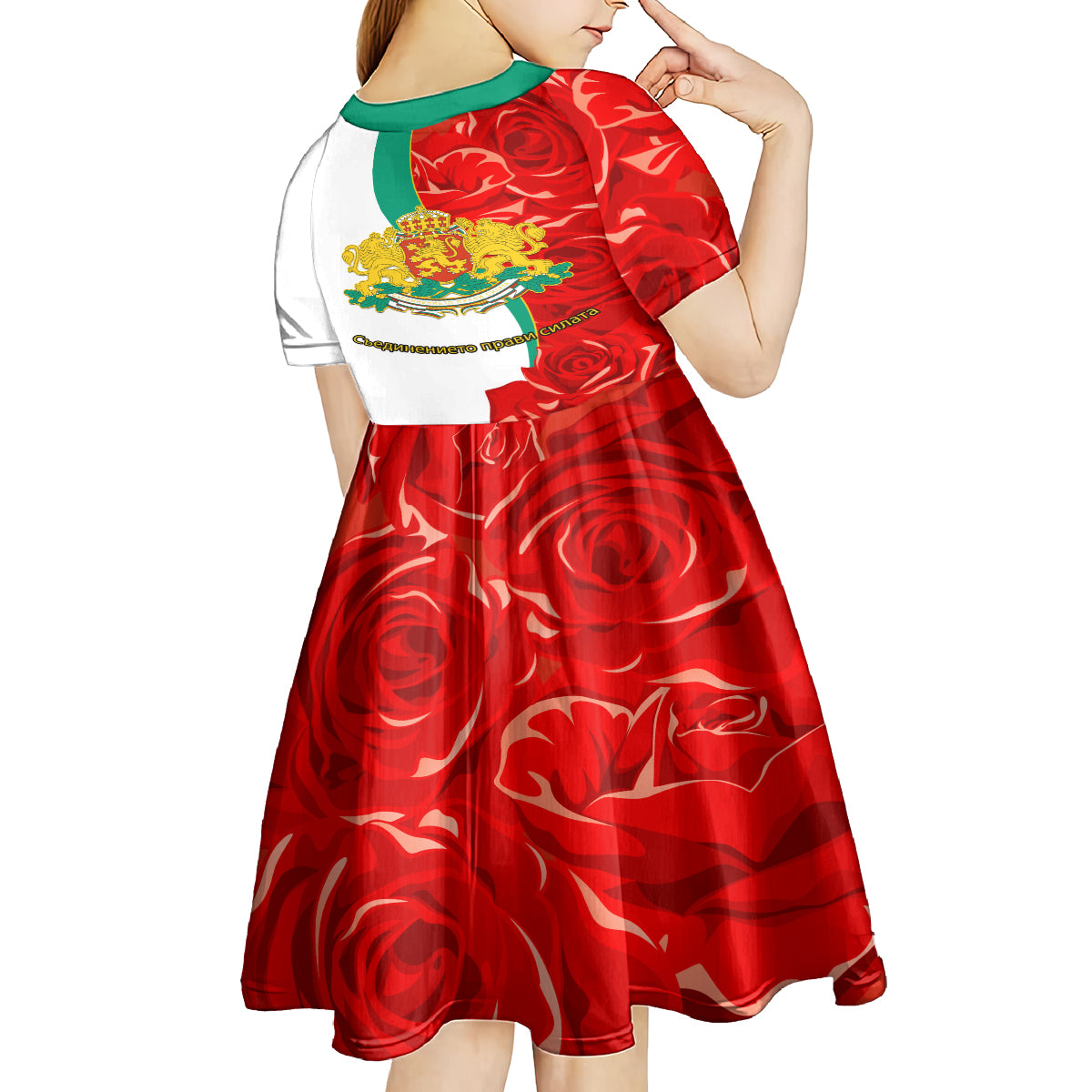 Bulgaria Liberation Day Kid Short Sleeve Dress Lion With Rose Flag Style - Wonder Print Shop