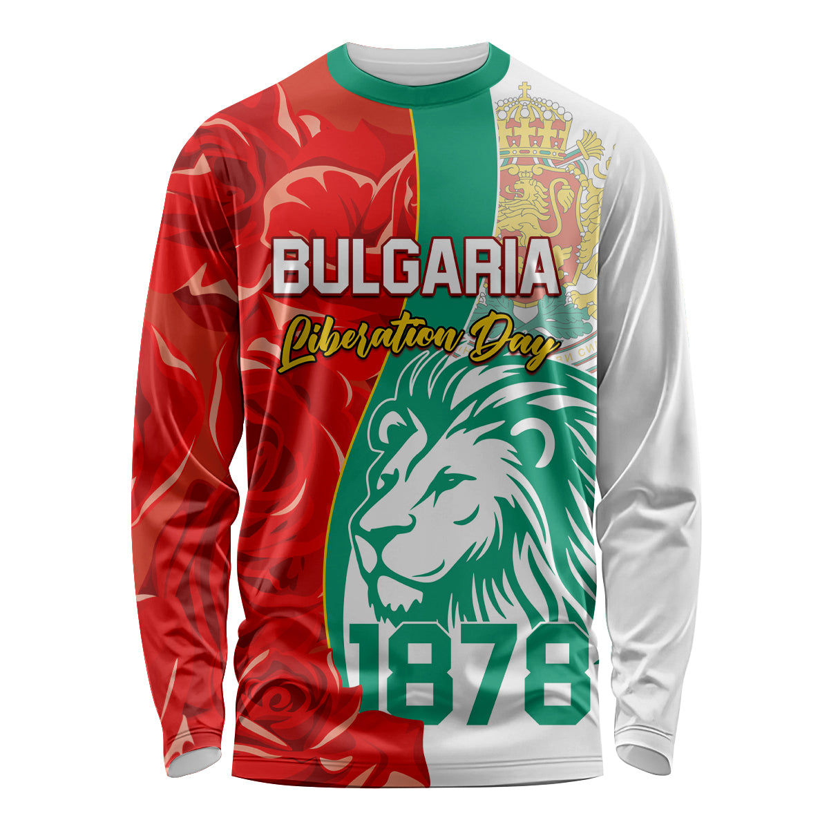 Bulgaria Liberation Day Long Sleeve Shirt Lion With Rose Flag Style