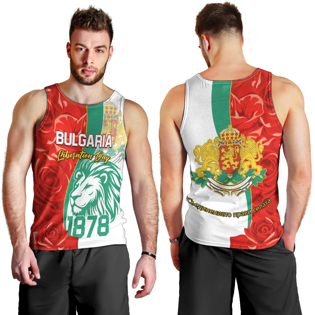 Bulgaria Liberation Day Men Tank Top Lion With Rose Flag Style - Wonder Print Shop