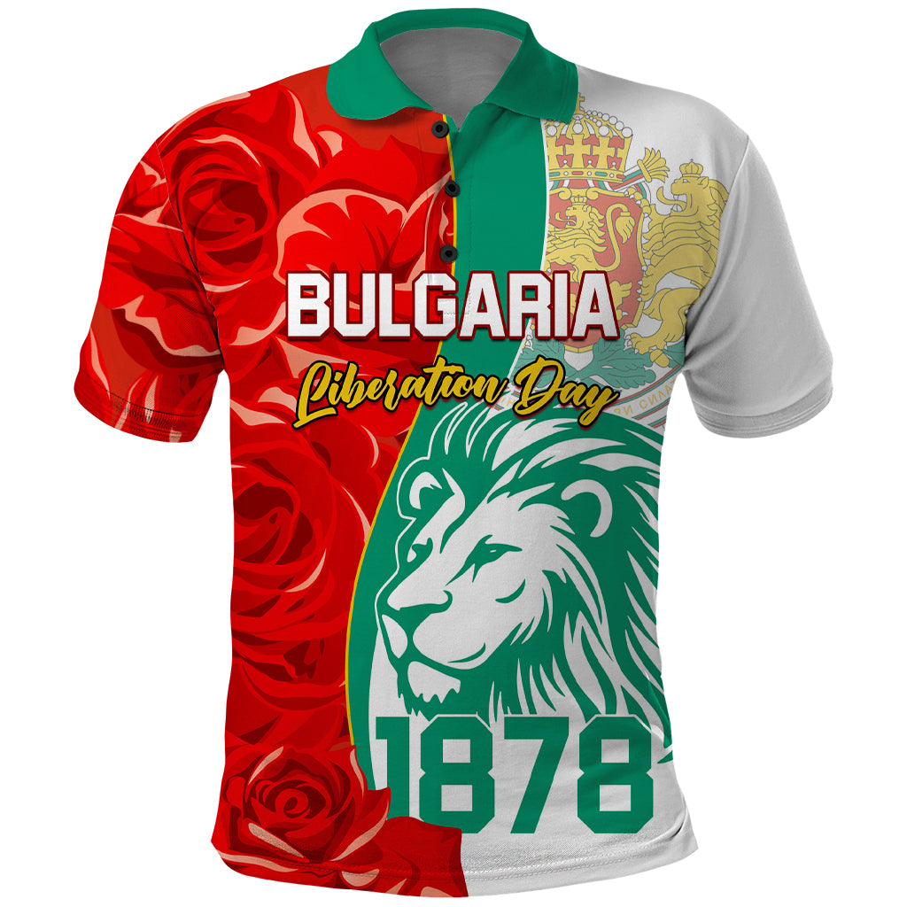 Bulgaria Liberation Day Polo Shirt Lion With Rose Flag Style