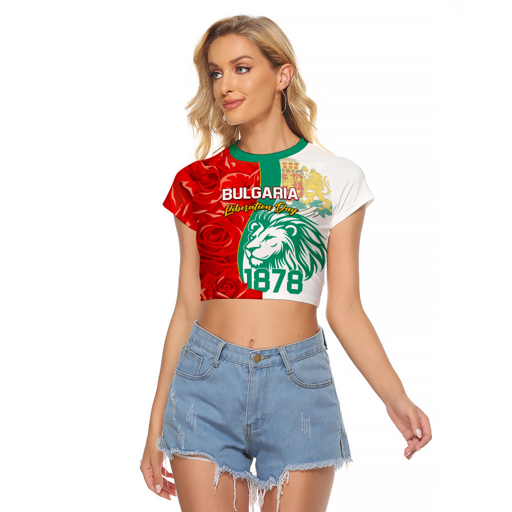Bulgaria Liberation Day Raglan Cropped T Shirt Lion With Rose Flag Style