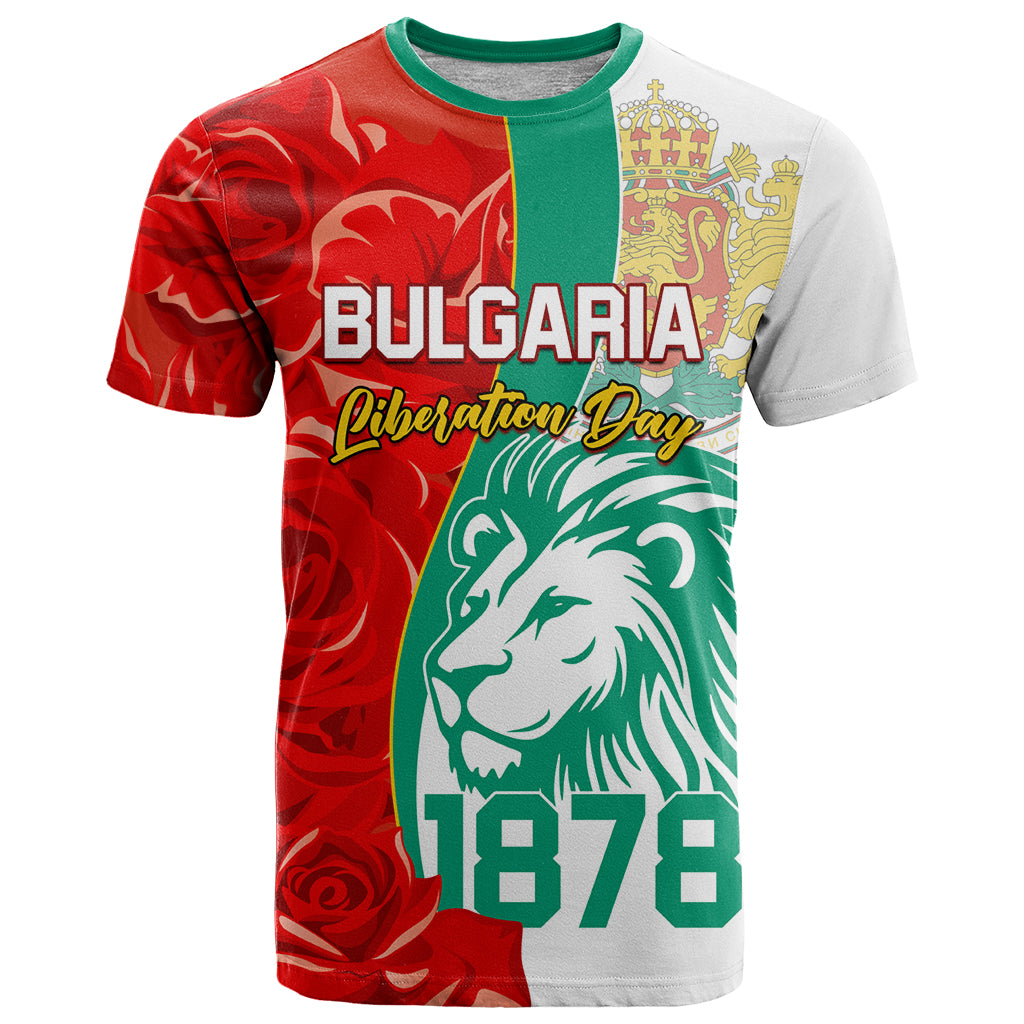 Bulgaria Liberation Day T Shirt Lion With Rose Flag Style