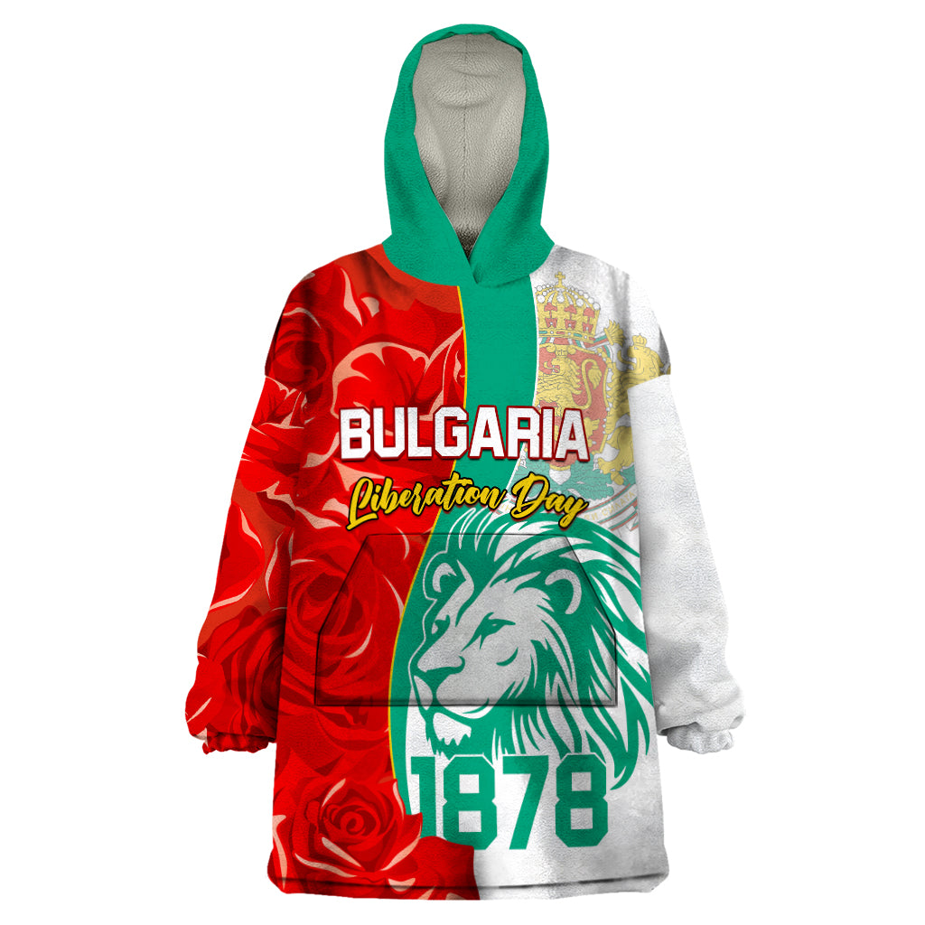 Bulgaria Liberation Day Wearable Blanket Hoodie Lion With Rose Flag Style