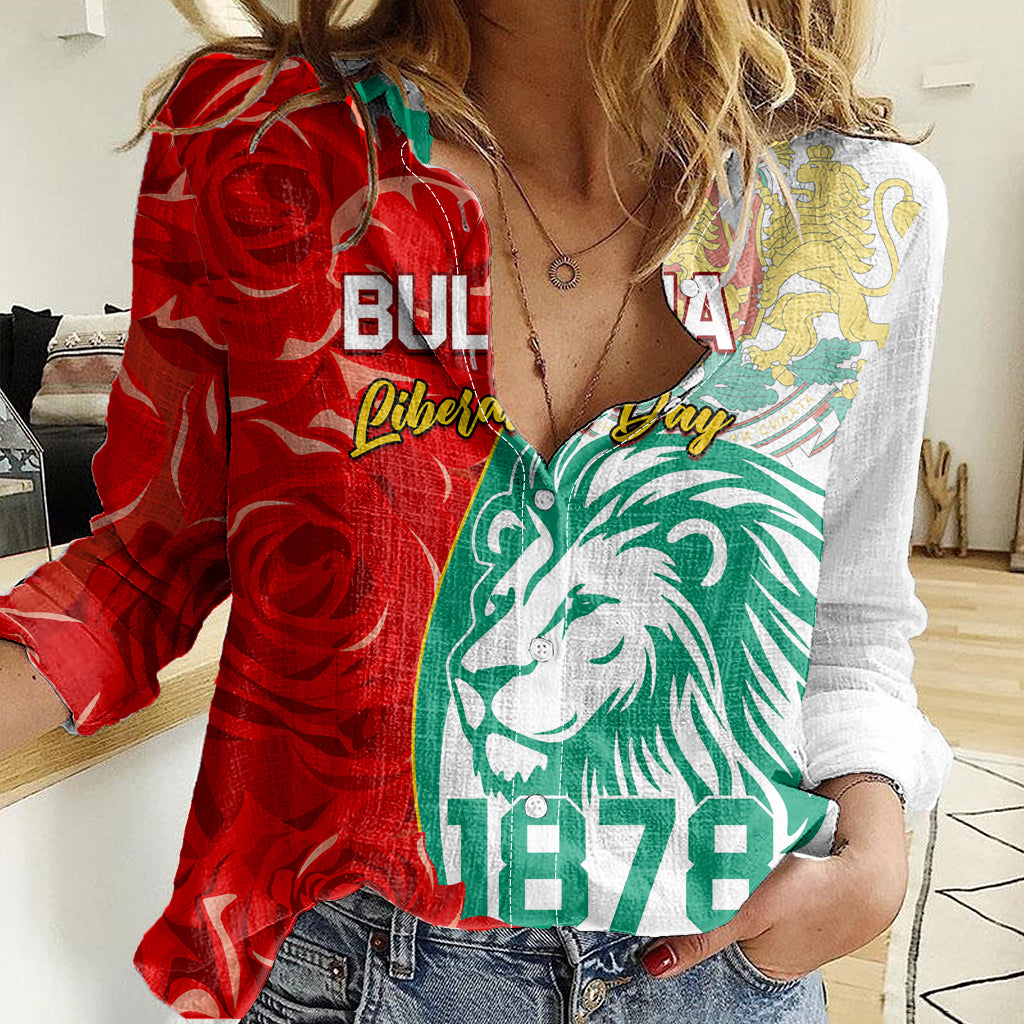 Bulgaria Liberation Day Women Casual Shirt Lion With Rose Flag Style