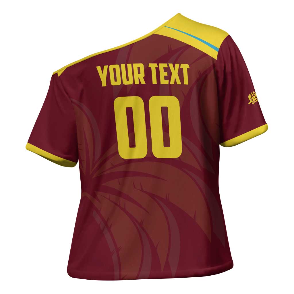Custom Cricket 2026 West Indies Cross Shoulder Shirt Windies Go Champions