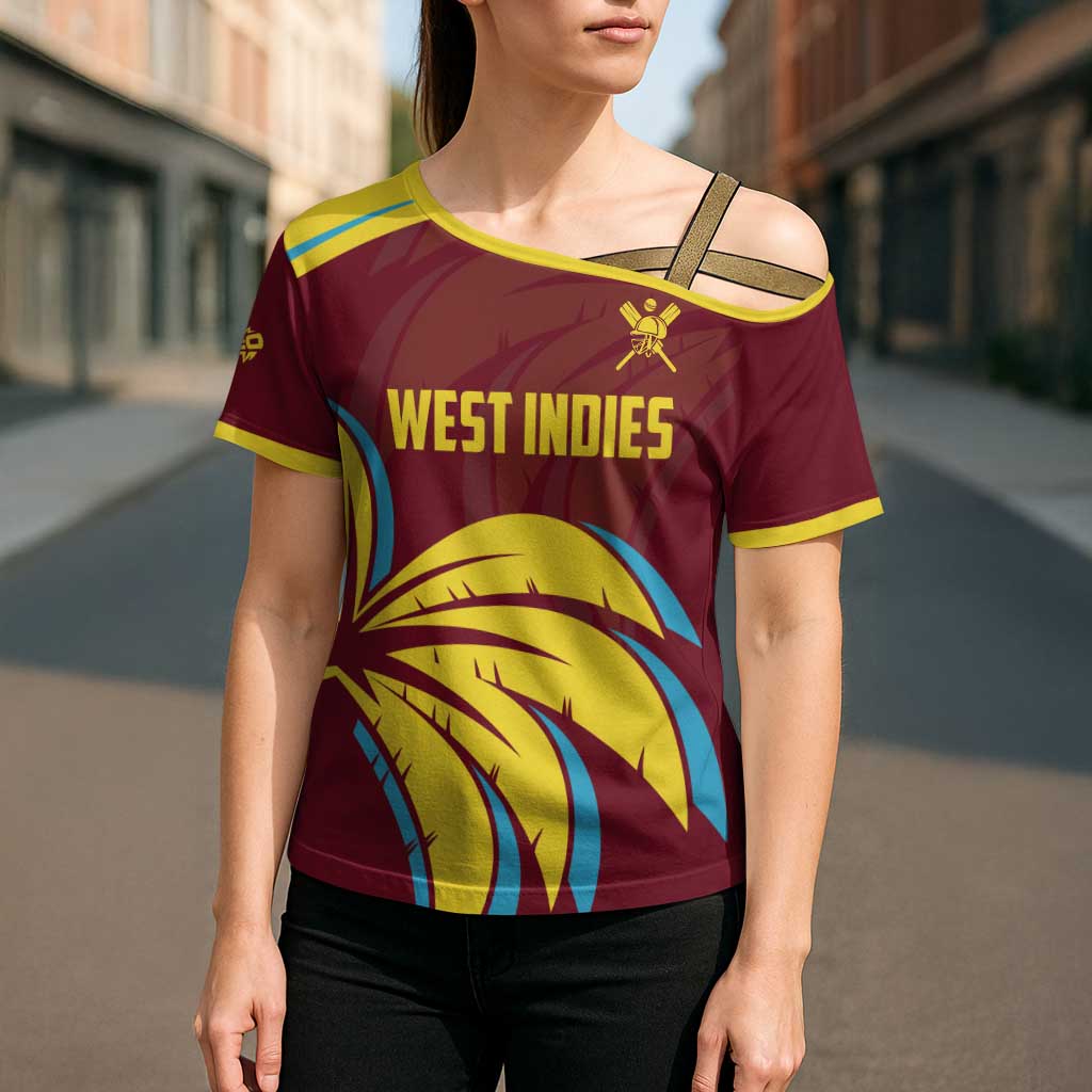 Custom Cricket 2026 West Indies Cross Shoulder Shirt Windies Go Champions