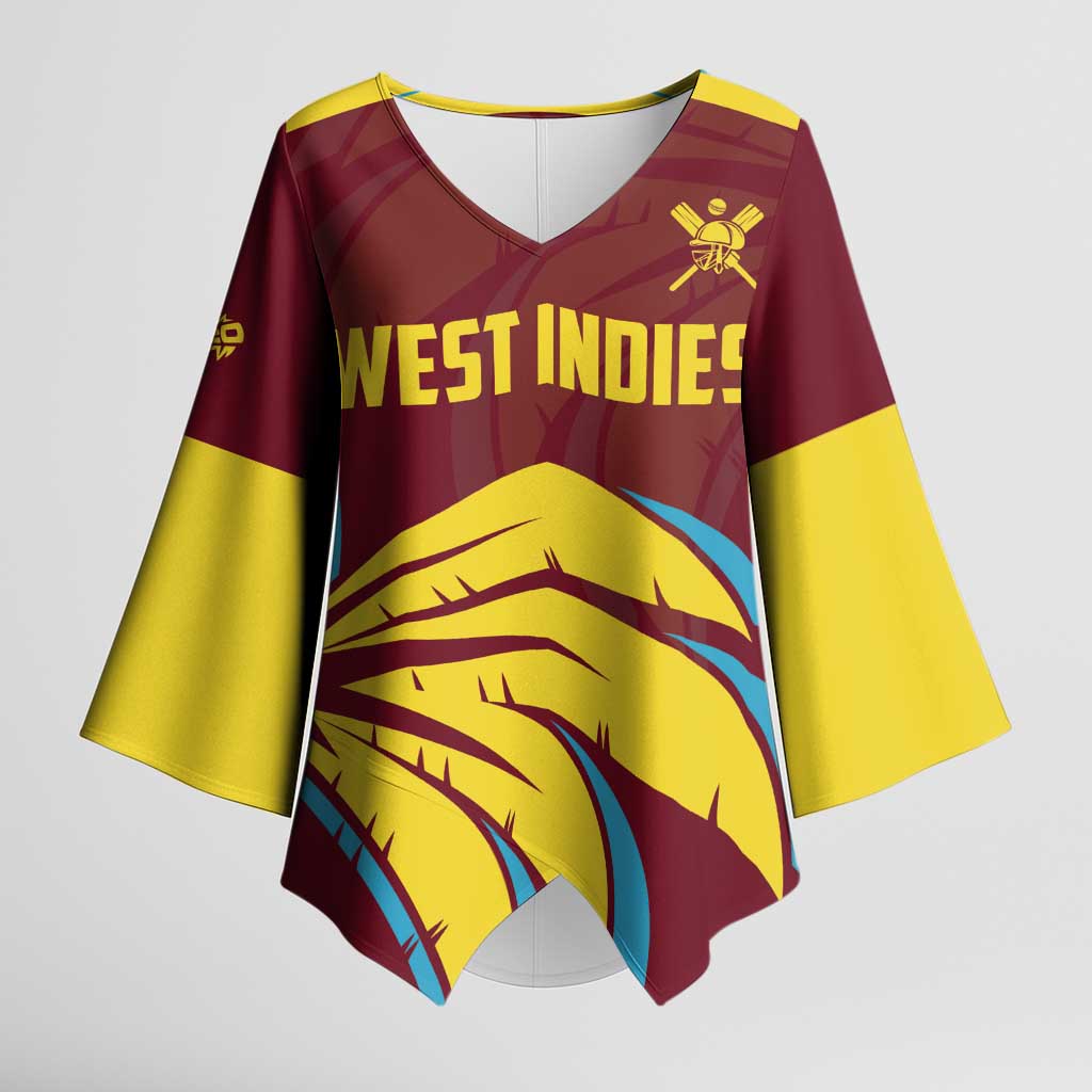 Custom Cricket 2026 West Indies Kimono Sleeve Blouse Windies Go Champions