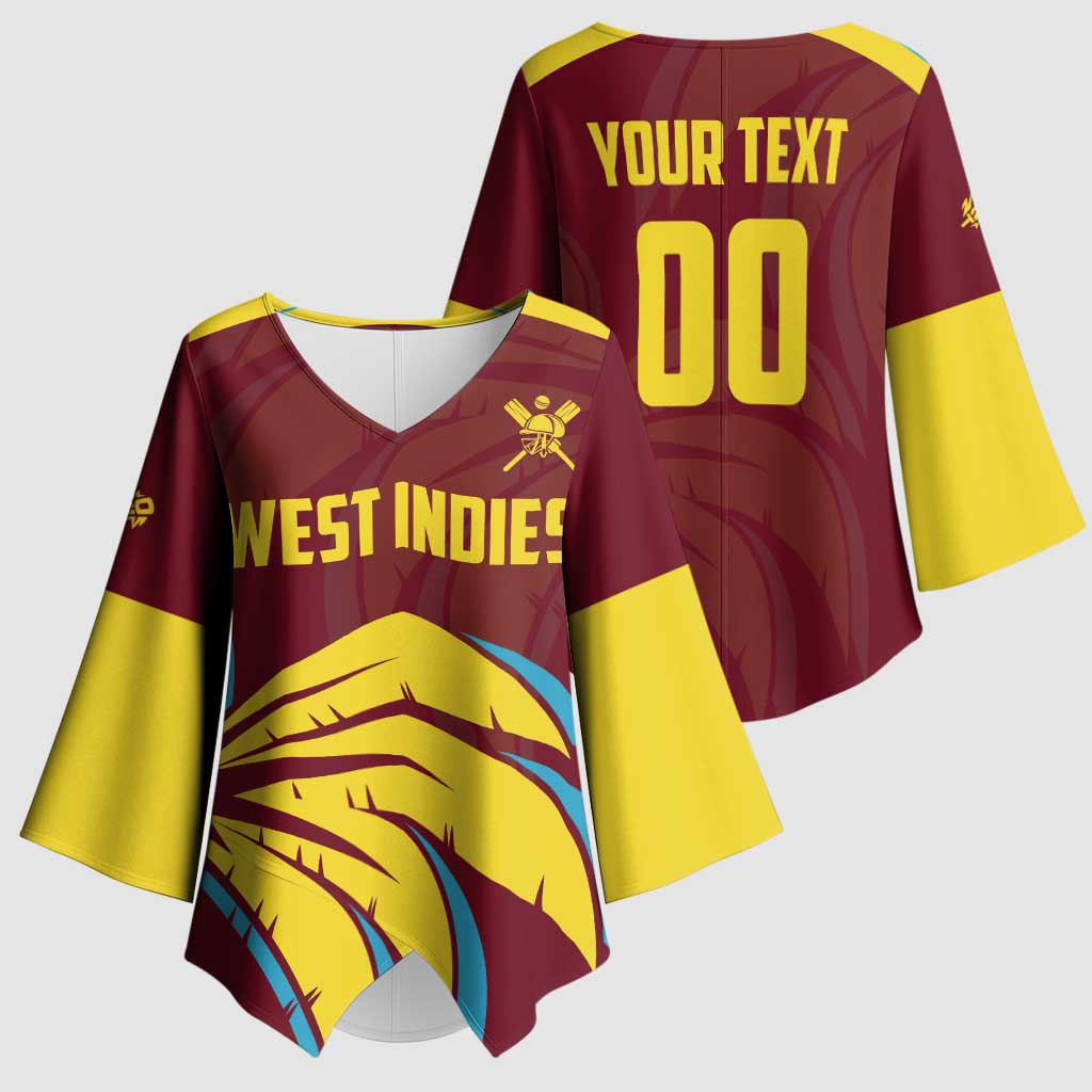 Custom Cricket 2026 West Indies Kimono Sleeve Blouse Windies Go Champions