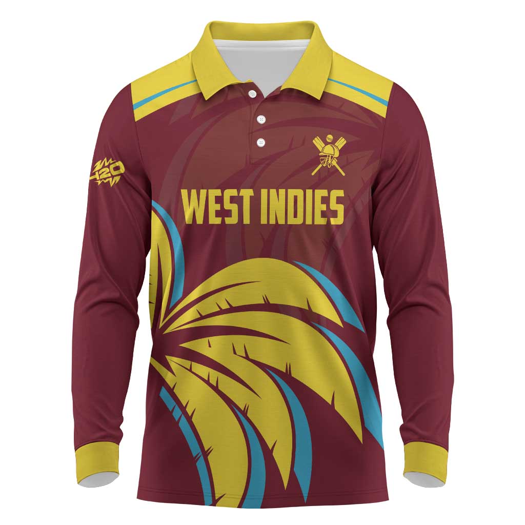 Custom Cricket 2026 West Indies Long Sleeve Polo Shirt Windies Go Champions
