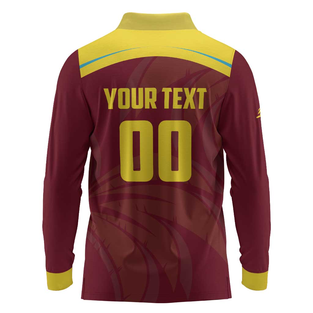 Custom Cricket 2026 West Indies Long Sleeve Polo Shirt Windies Go Champions