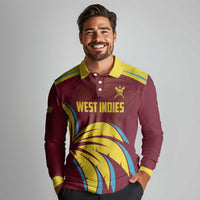 Custom Cricket 2026 West Indies Long Sleeve Polo Shirt Windies Go Champions
