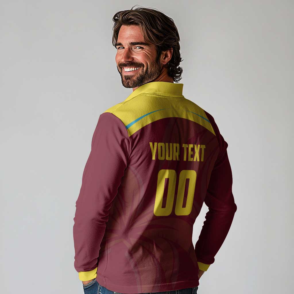 Custom Cricket 2026 West Indies Long Sleeve Polo Shirt Windies Go Champions