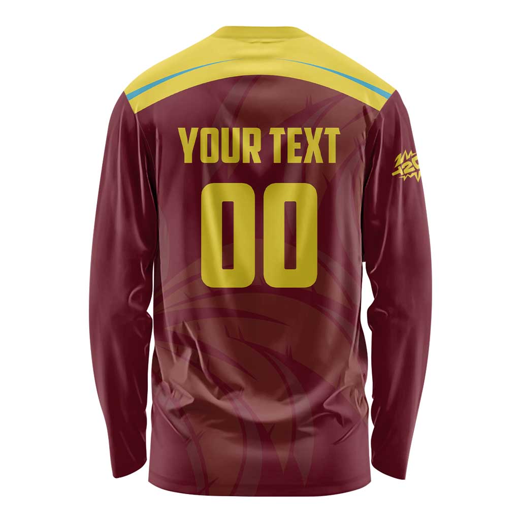 Custom Cricket 2026 West Indies Long Sleeve Shirt Windies Go Champions