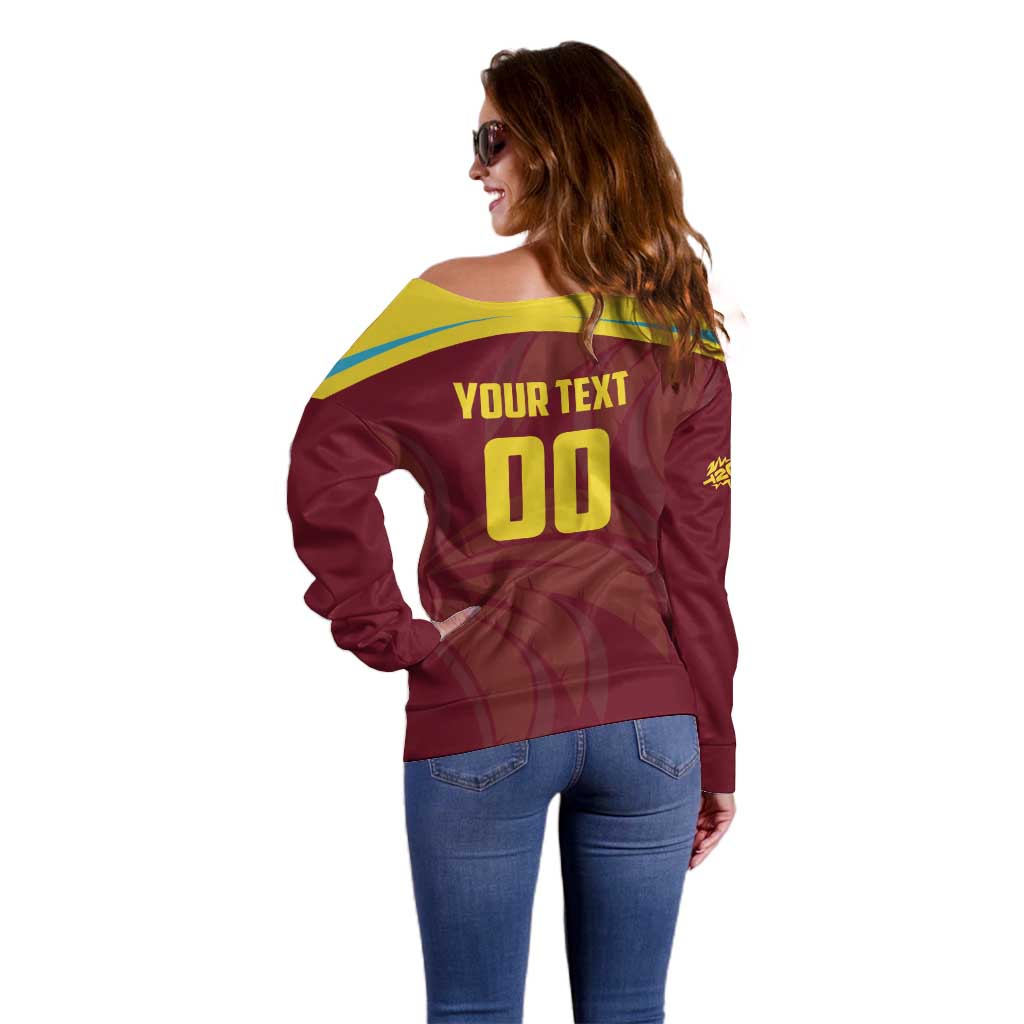 Custom Cricket 2026 West Indies Off Shoulder Sweater Windies Go Champions
